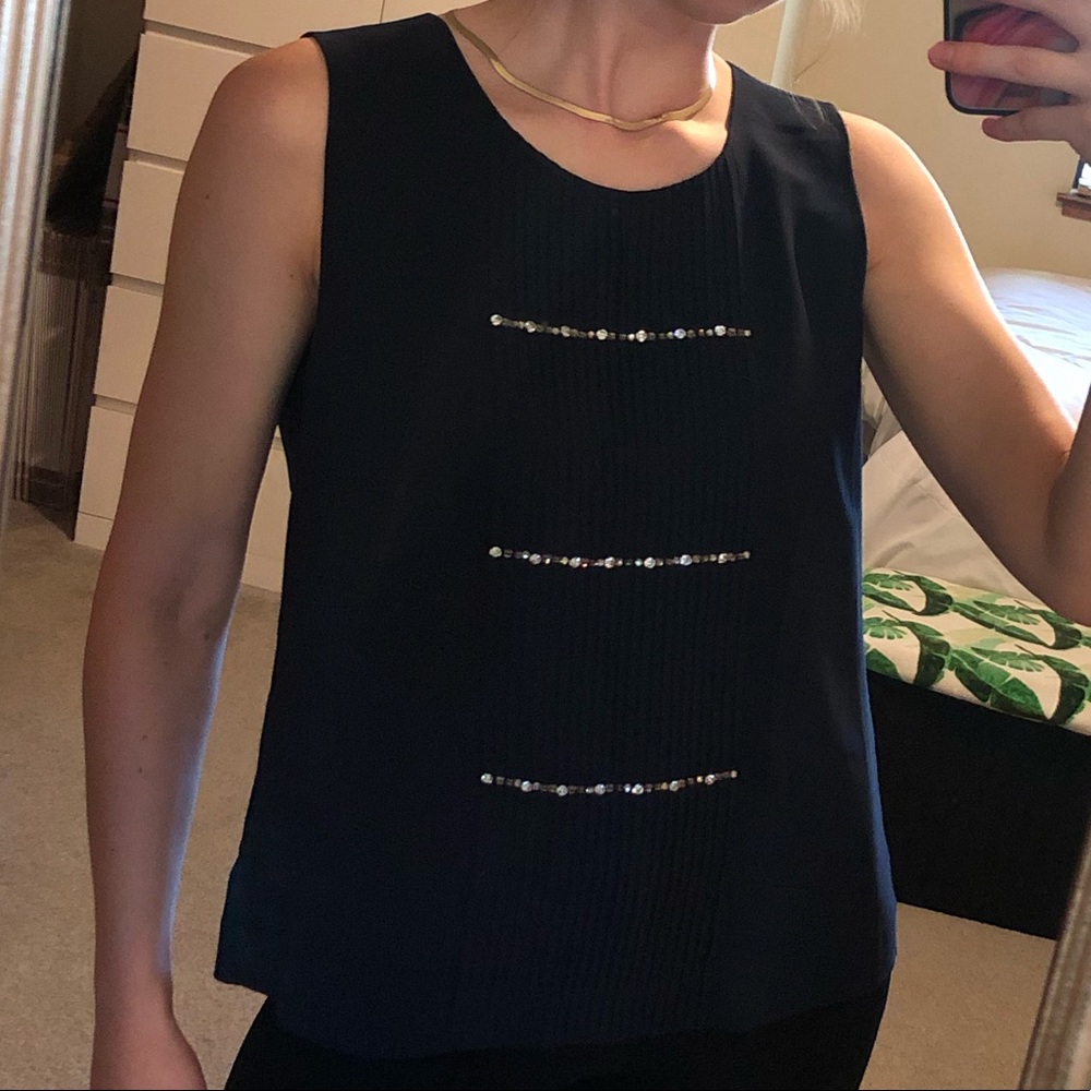 J. Crew Rhinestone Pleated Top